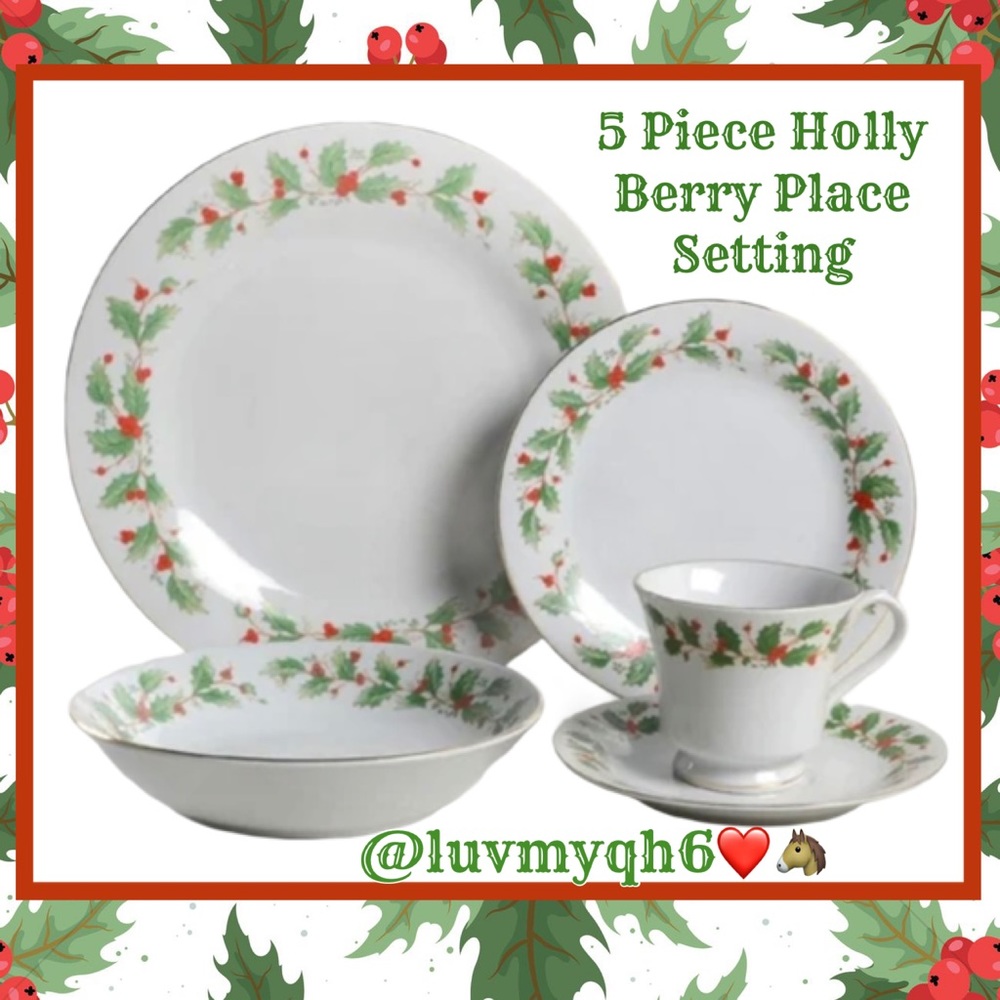 CHINA PEARL Christmas 5 Piece “Noel” Place Setting